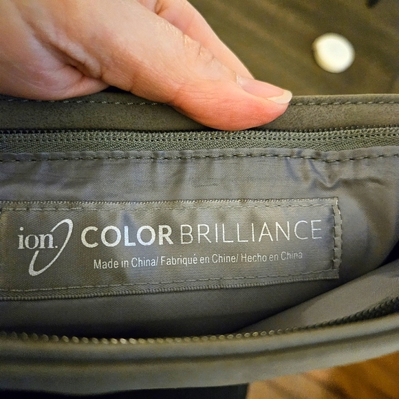 ION Color Brilliance Gray Suede-like Embossed Foldover Clutch Purse Bag - Picture 7 of 11